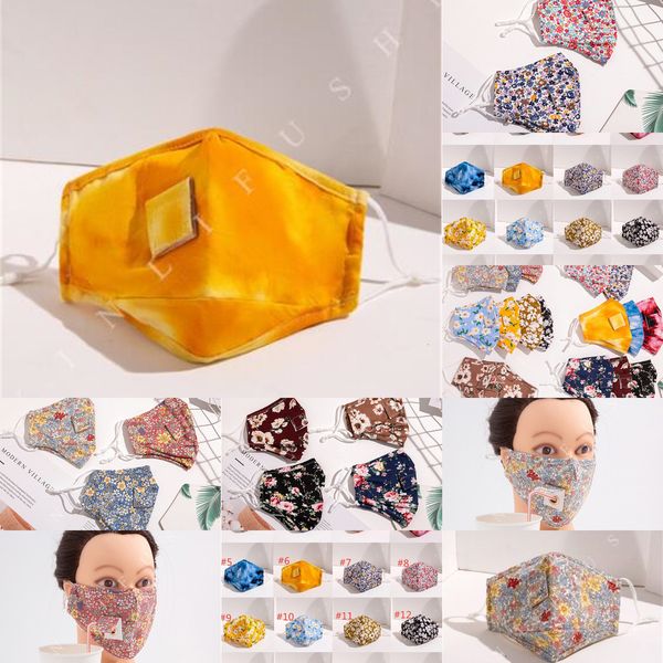 

factory print 16 styles flower drink washable dustproof drinking straw masks anti pm2.5 fog cotton face mask not include pwc19