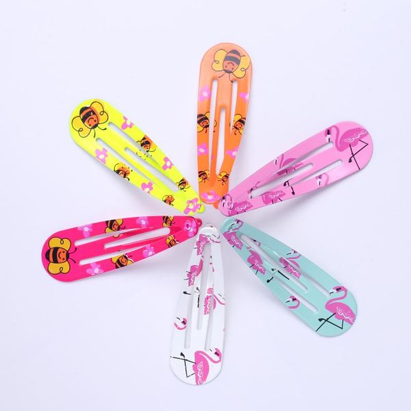 

12 шт. напечатанные защелкивающиеся волосы bee flamingo pattern color mixing hairpins симпатичные бобби клип девушки аксессуары для волос 5с, Black;red