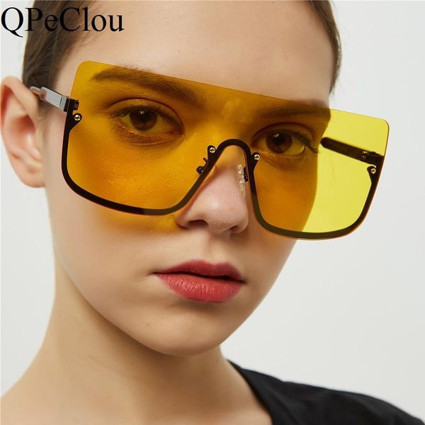 

qpeclou square oversized sunglasses female half lunettes vintage one piece glasses men sun glasses women feminino, White;black