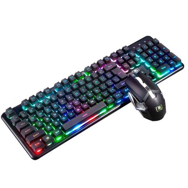 

waterproof home wireless rechargeable keyboard mouse combo 2400dpi backlit pc 2.4ghz ergonomic rainbow colorful cool for xinmen