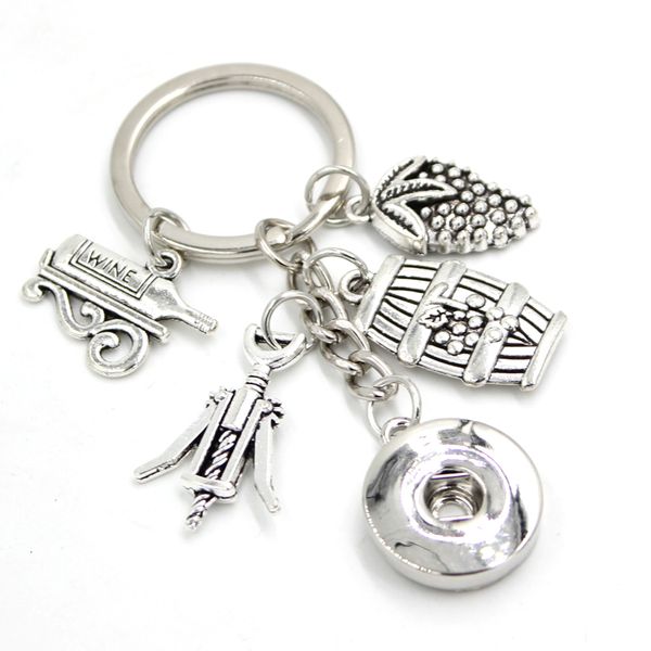 

wine new arrival diy interchangeable 18mm snap jewelry key chain snap button keychain handbag charm key ring wine lover, Slivery;golden