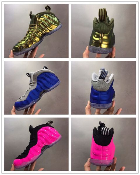 

foam one shine dark stucco men shoes penny hardaway polarized pink blue grey mens boy basketball shoes sports sneakers, White;red