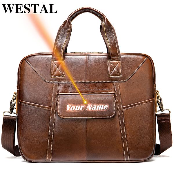 

westal men портфель подлинная кожаная сумка ноутбук мужчин сумменгер бизнес человек портфель офисная сумка сумки решенные сумки выгравирован