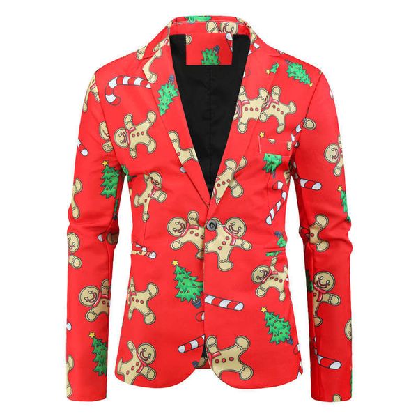 

new men's casual 3d printing christmas suit coat x26-p80, White;black