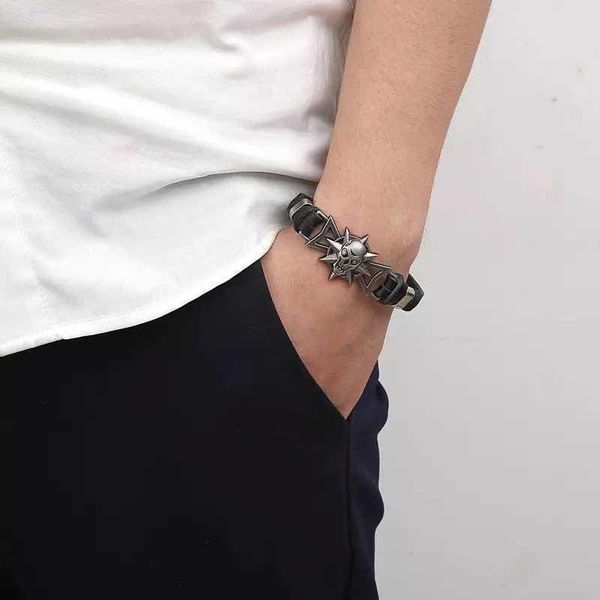 

новый панк стиль кожаный ревущий череп шарм мужской браслет ювелирные изделия с черным кожаным браслетом женские подарки jllaqx bde_jewelry, Bronze;silver