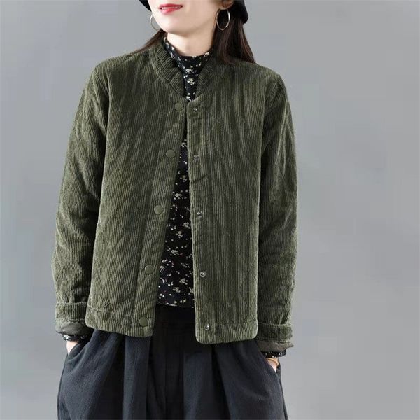 

thick cotton women casual jackets new arrival spring fashion vintage style single breasted female outerwear coats p265 201210, Black;brown