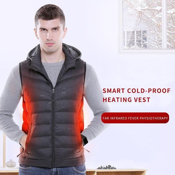 

outdoor t-shirts men`s winter heated vest usb safety smart constant temperature suit heating cotton jacket1, Gray;blue