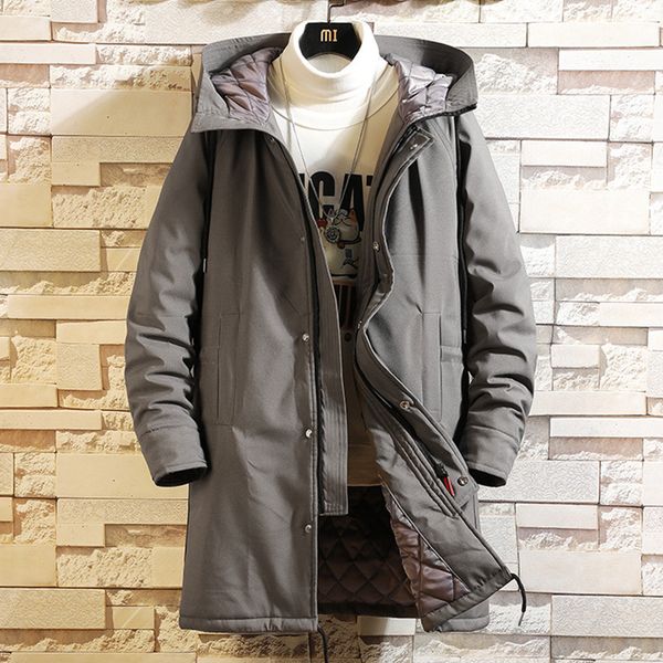 

spring jacket men hooded 2020 new slim long parker coat winter warm solid color windproof waterproof big size black jacket 5xl c1201 c1204, Black;brown