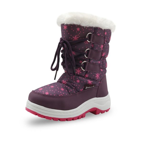 Apakowa inverno meninas mid-bezerro de pelúcia neve botas pequena princesa botas duráveis ​​ao ar livre com zíper criança crianças antiderrapantes lj200911