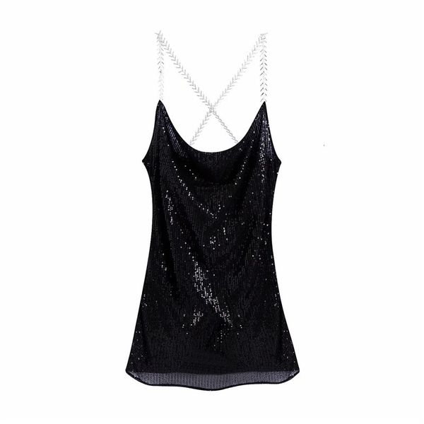 

2021 new black sequin party women rhinestone straps glitter slip mini ladies sleeveless shein night dress wu4k, Black;gray