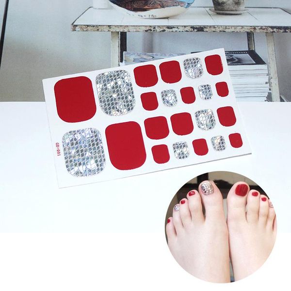 

stickers & decals 1 sheet glitter adhesive toe nail sticker laser full cover wraps shinny sequins polish strips manicure tools, Black