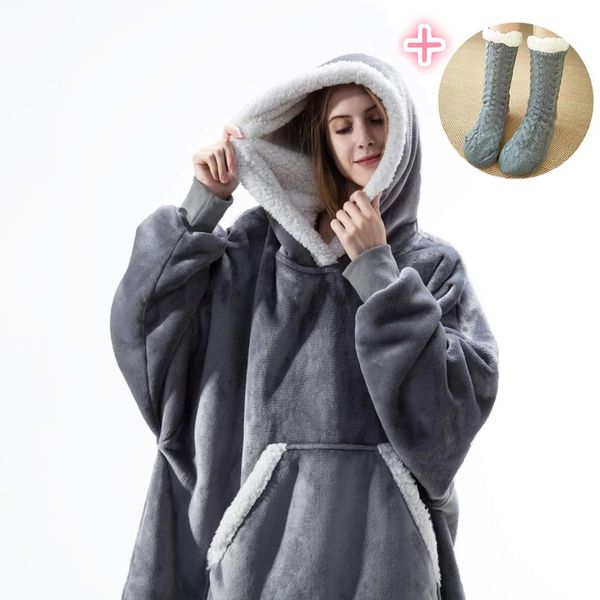 

oversized hoodies sweatshirts wearable blanket with sleeves slides for women #qd4v, Black