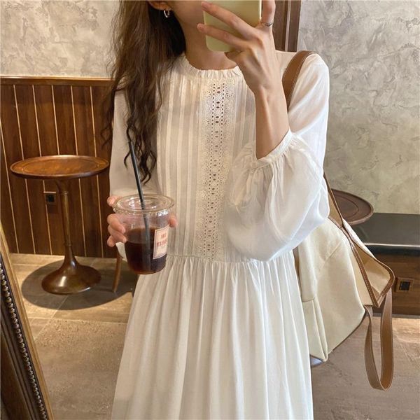 

casual dresses 2021 women spring sweet long sleeves o-neck vestidos elegant clothing1, Black;gray