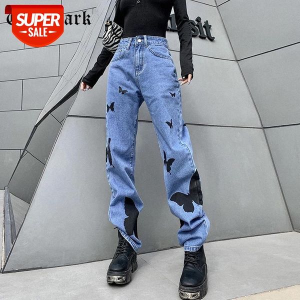 

goth dark grunge graphic print gothic jeans egirl wide leg punk high waist women loose pants hip hop fashion streetwear trousers #9g2q, Black;white
