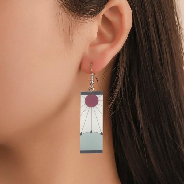 

japanese anime earrings kimetsu no yaiba earrings cosplay ear stud sun earrings, butterfly, Silver