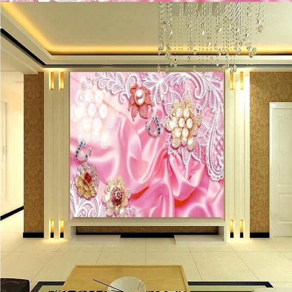 

wallpapers dropship po wallpaper luxury european silk pearl flower tv background wall stereo custom room mural1