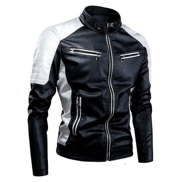 

new leisure splicing wool men's fashion locomotive warm leather jacket, Black;brown