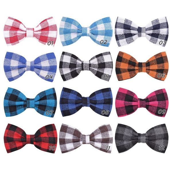 

12pcs/lot korean cute baby girls plaid bow butterfly hairpin kids multicolors barrettes headwear female grid hair clip h2601, Slivery;white