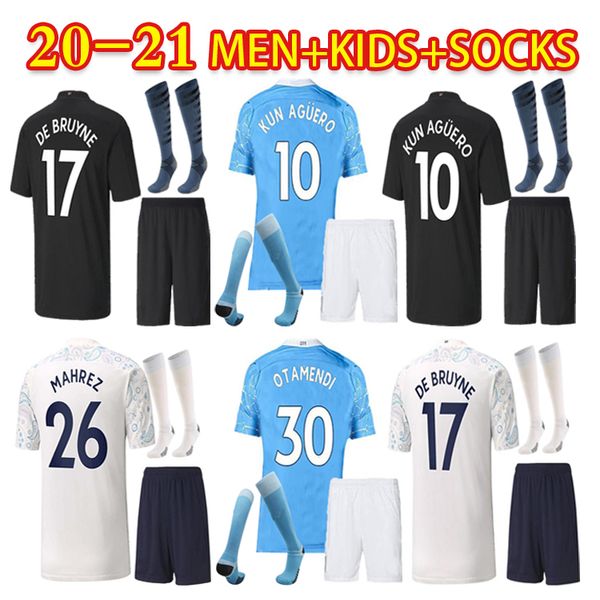 

4xl balr fans version soccer jersey suit city 2020 2021 fans sterling de bruyne kun aguero men kids kits football suit, Black;yellow