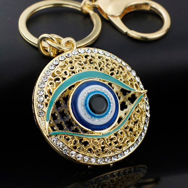 

hollow out eyes round key chains rings dormon holder crystal purse bag pendant for car keyrings keychains dk165, Silver
