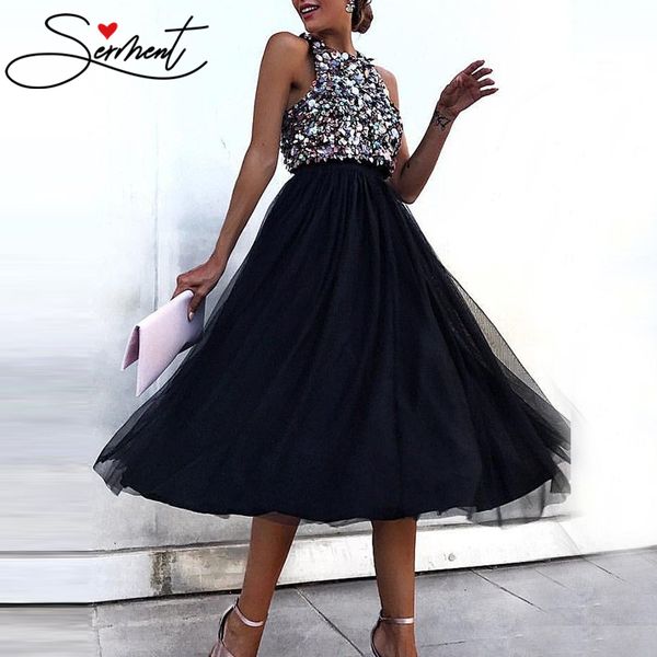 

sale explosive sleeveless halter beaded evening dress sequins halter summer black evening dress lj201119, White;black