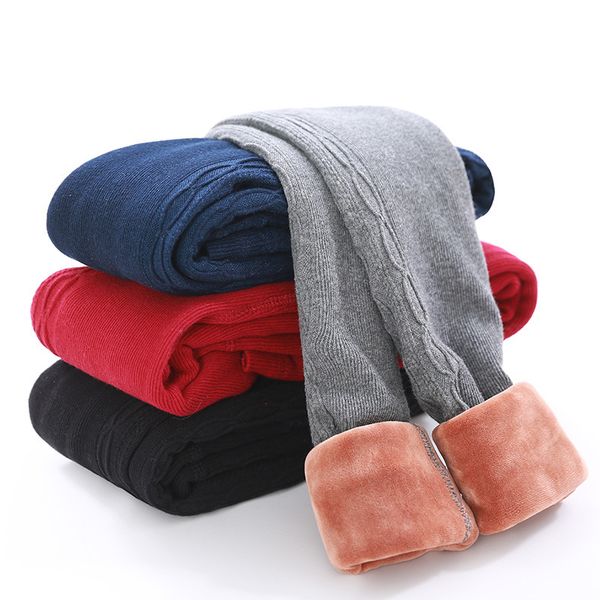 

winter leggings girls winter children striped pants thicken warm long trousers for kids baby skinny pencil pants y200704, Blue