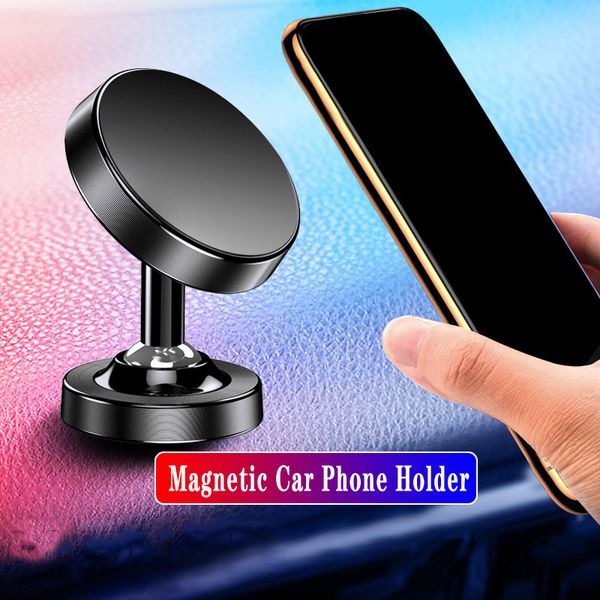 В наличии Творческий алюминиевый сплав Двойной шариковой автомобиль держатель телефона 360 ° вращение магнитный навигационный мобильный телефон держатель