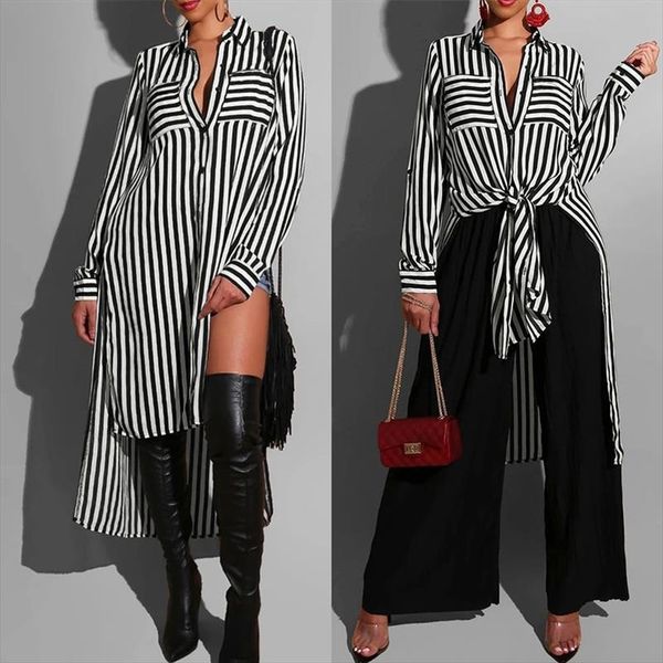 

womens striped blouse zanzea fashion autumn shirt casual split long sleeve blusas female button asymmetrical tunic plus size, White