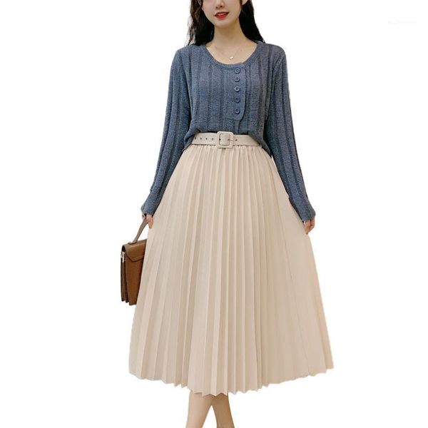 

skirts women's pleated skirt with belt spring and autumn warmth itself is elegant fashionable 1, Black