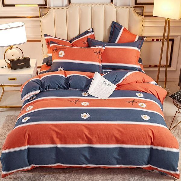 

orange stripes bedding set  king size duvet cover set pillowcase comforter bedding sets home textiles bedspreads drop ship1