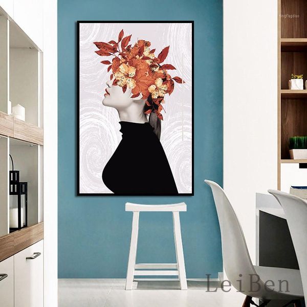 

paintings nordic minimalist style abstract literary female poster wall art decorative painting for living room home background decor1