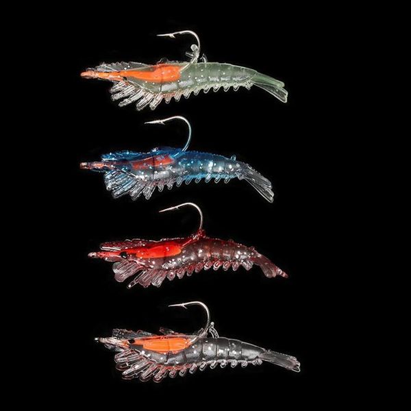 

gobygo 4pcs/lot wobblers sile soft bait shrimp worm lure set 60mm 3g attractive swivel jig lead soft bait qylluh