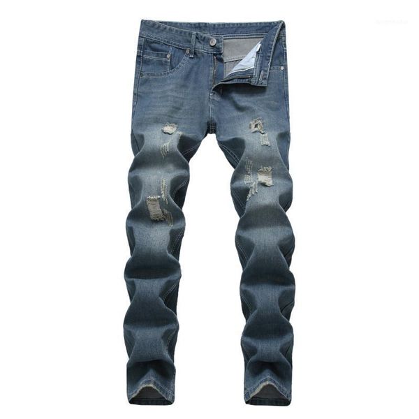 

men's cotton japanese and korean long jeans casual stretch jeans fashion large size 28-421, Blue
