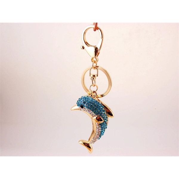 

dolphin keychain keyring rhinestone key chain ring lucky holder - bag charm pendant car keychains souvenirs wedding favo, Silver