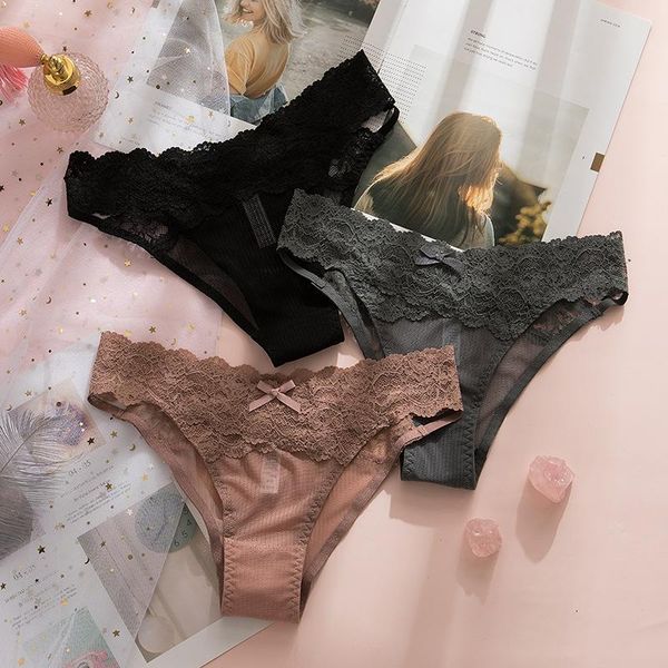

3pcs/lot cotton panties soft briefs women underwear ladies panty transparent underpants lingerie intimates twy c18, Black;pink
