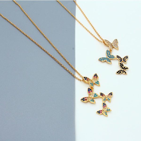 

1pc multiple colorful rhinestone butterfly necklace for women shiny animals crystal pendant clavicle chain wedding jewelry n698, Silver