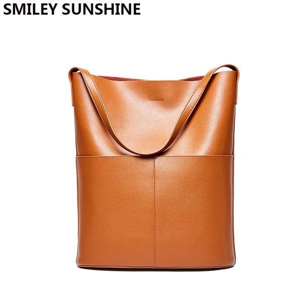 

tote bags for women handbag genuine leather hand bag shoulder 2pcs set fashion shopping bag bucket large composite sac a main c1223