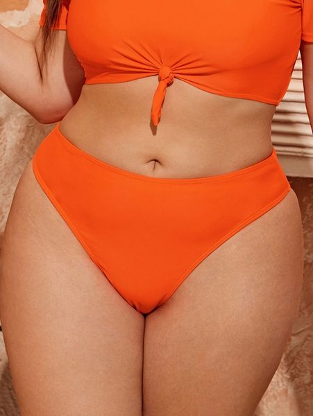 

plus solid bikini panty a0z8#, Black