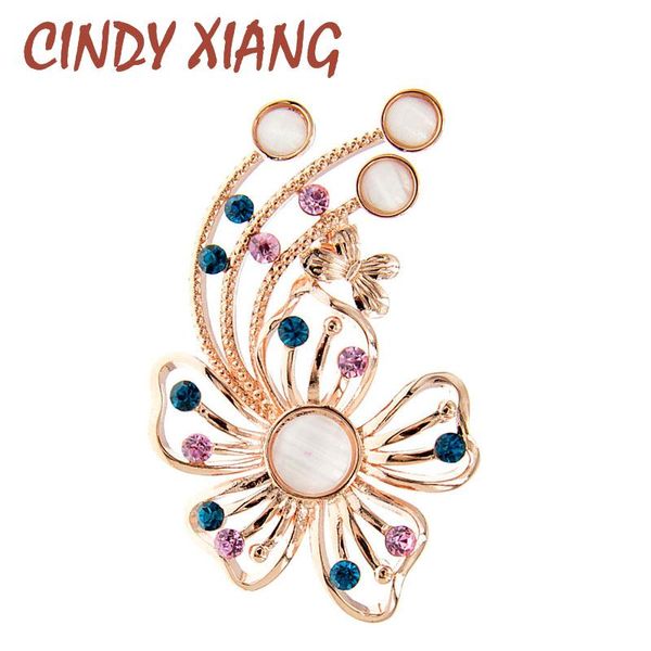 

cindy xiang new arrival opal flower brooches for women winter fashion design rhinestone pin brooch 2 colors available good gift, Gray