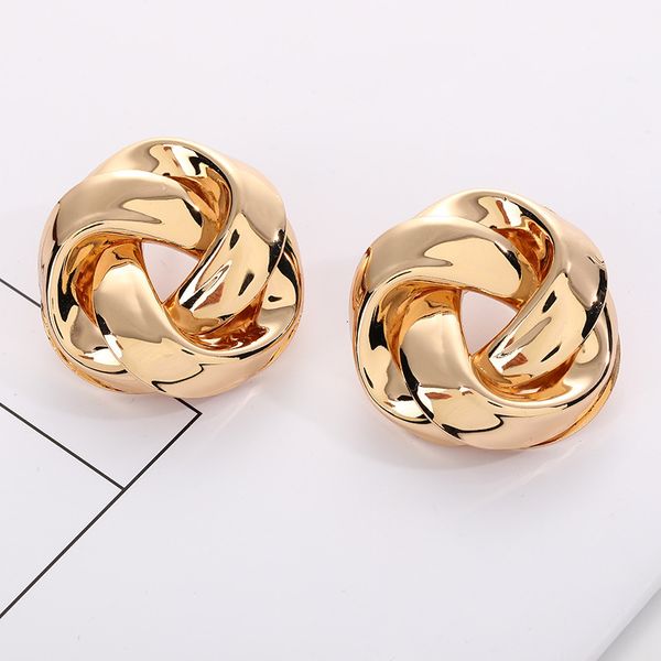 

большой старинный металл скрученные свисающие серьги для женщин charm gold color za maxi заявление спиральные серьги whirlpool, Golden