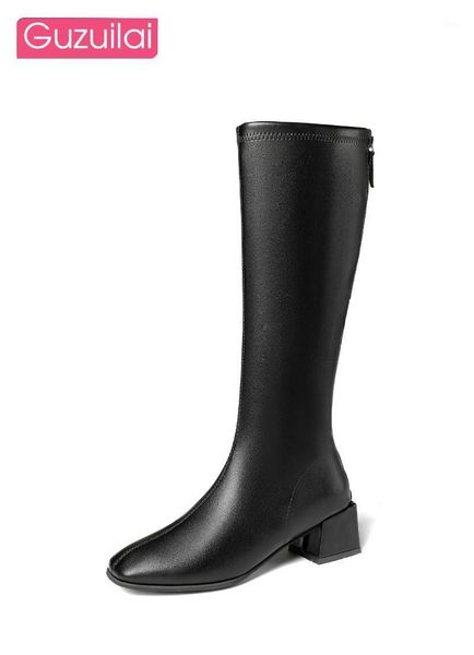 

boots guzuilai fashion women's shoes long high heels black thick heel1