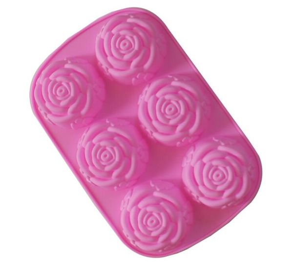 

6 even roses flower silicone cake mold cake tool heart gelatin soap jelly mold food grade case kitchen tools 24*16.5*3cm