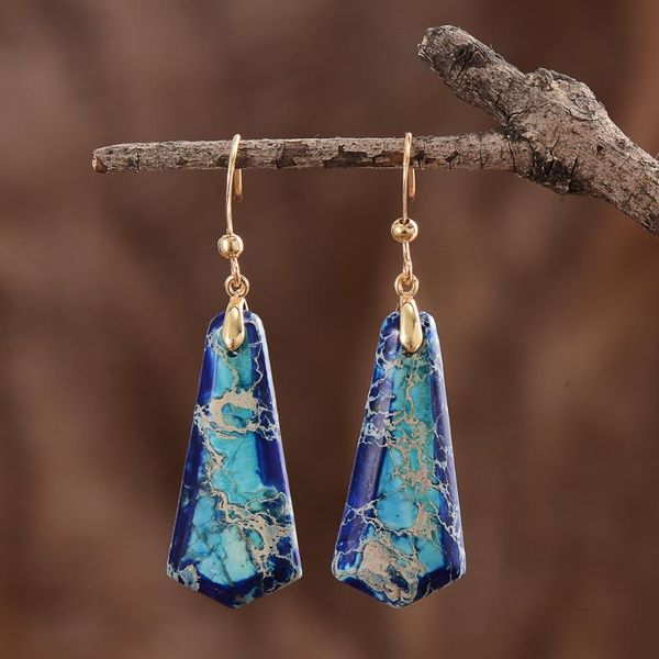 

stones drop hook earrings blue statement female love peace jewelry, Silver