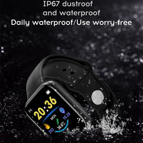 

smart watch d20t 1.3-дюймовый мужчина женская полоса измерения температуры термометр фитнес трекер сердечных частот часы спортивные smartwat