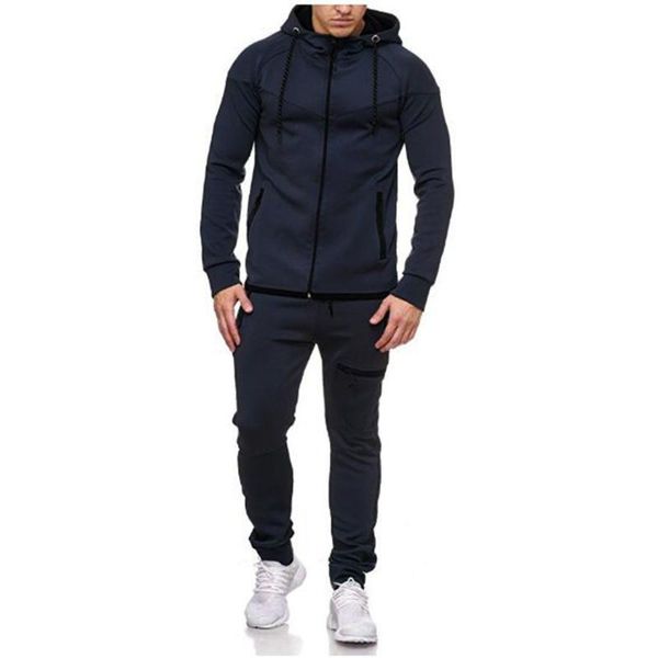 

men's track suit sportswear fitness men's patchwork sweatshirt pants sets pure color comfty sports suit tracksuit#g40, Gray