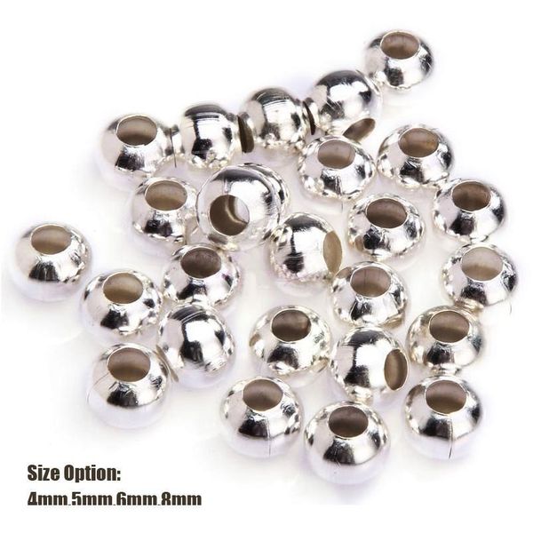 

100pcs 4 5 6mm silver gold color smooth round ball metal spacer beads for needlework jewelry making brac jllbcy