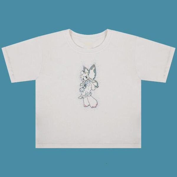 

summer fashion casual angel t-shirt funny cartoon 90s t-shirt women aesthetic harajuku tee shirt women ullzang retro graphics, White