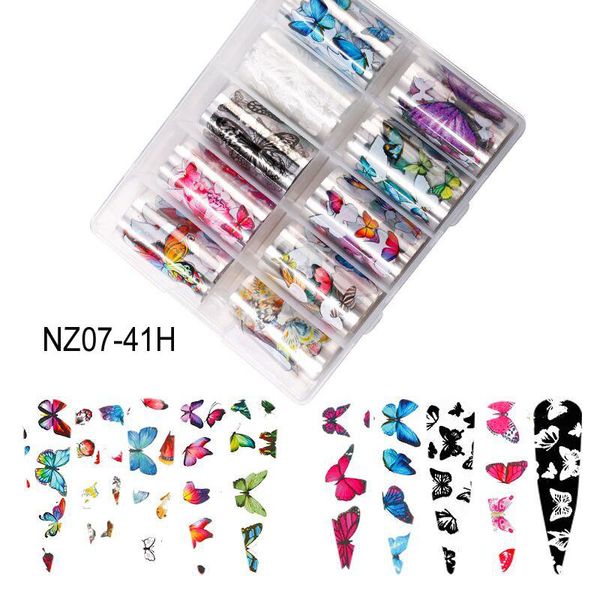 

1 box butterfly nail foil sticker nail art transfer foils 3d sparkly ab color uv gel wraps adhesive butterfly decals nz07, Black