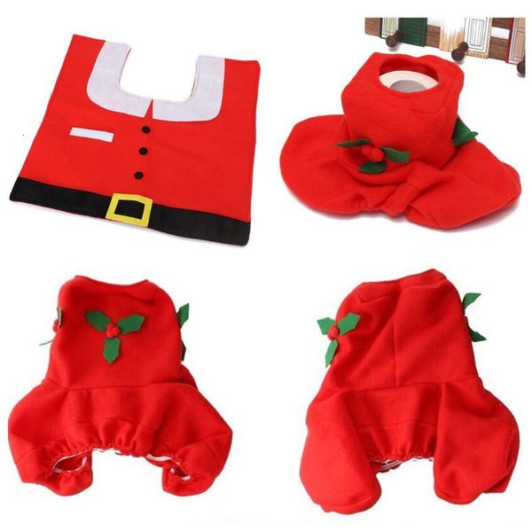 

rug cover christmas seat decoration paper santa toilet bathroom set