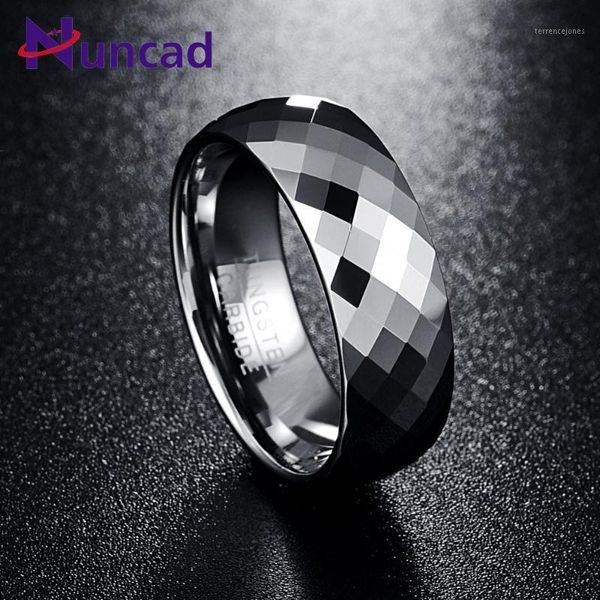 Nuncad Men 7,5mm de 7,5 mm multifacetado com altos polidos tungstênio tungstênio anéis de parto para homens conforto ajuste tamanho 7-121